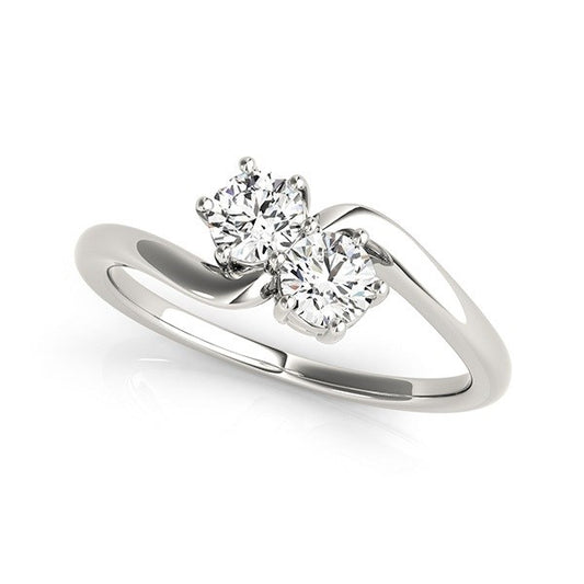 Solitaire Two Stone Diamond Ring in 14k White Gold (1/2 cttw) 