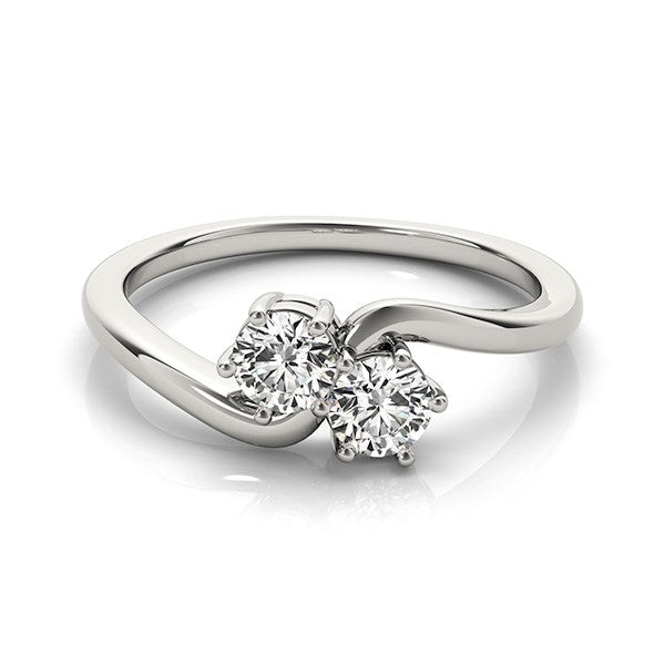 Solitaire Two Stone Diamond Ring in 14k White Gold (1/2 cttw) 