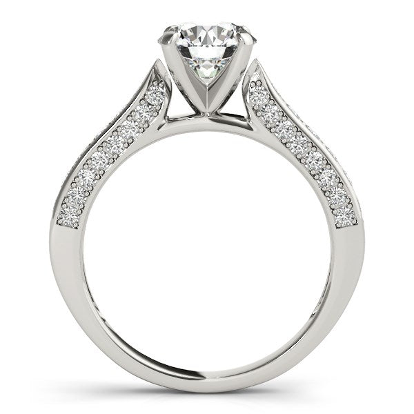 14k White Gold Round Cathedral Diamond Engagement Ring (1 1/2 cttw) 